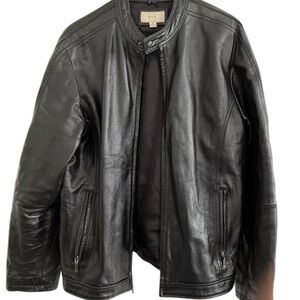 Merona Black Leather Coat Classic Design